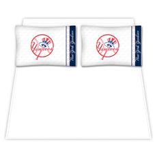New York Yankees Microfiber Sheet Sets &amp; Extra Pillowcase- Red Top Hat