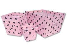 PINK & BROWN DOT Fabric Storage Bins
