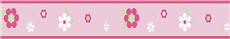 Flowers Pink & Green Prepasted Wall Border