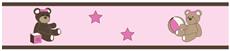 Teddy Bear Pink Prepasted Wall Border