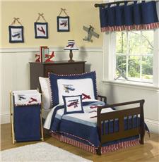 Vintage Aviator Airplane 5pc Toddler Bedding Set