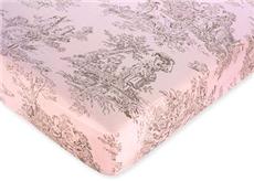 Pink & Brown Toile Crib Sheet