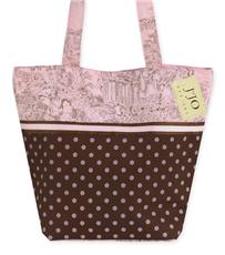 Pink & Brown Toile Tote Bag