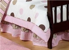 Pink & Brown Modern Polka Dots Crib/Toddler Bedskirt