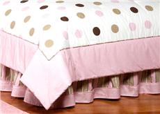 Pink & Brown Modern Polka Dots Full/Queen Bedskirt