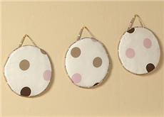 Pink & Brown Modern Polka Dots Wall Hangings