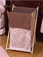 Pink & Brown Toile Hamper