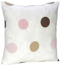 Pink & Brown Modern Polka Dots 18" Decorative Pillow