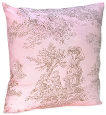 Pink & Brown Toile 18" Decorative Pillow