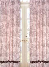 Pink & Brown Toile Window Panels