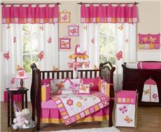 Butterfly Pink & Orange 9 pc Crib Bedding Set