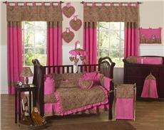 Cheetah Pink 9 pc Crib Bedding Set