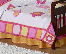 Butterfly Pink & Orange Crib/Toddler Bedskirt