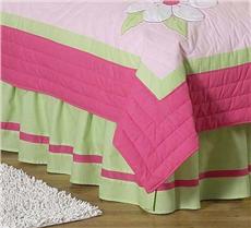 Flower Pink and Green Full/Queen Bedskirt