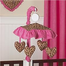 Cheetah Pink Musical Crib Mobile