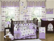 Mod Dots Purple 9 pc Crib Bedding Ensemble
