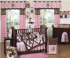 Teddy Bear Pink 9 pc Crib Bedding Set
