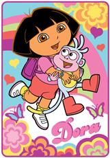 Dora RAINBOW Coral Plush Throw