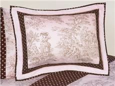 Pink Brown Toile Pillow Sham