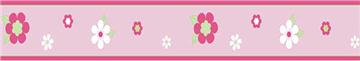 Flowers Pink & Green Prepasted Wall Border