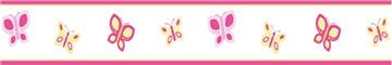 Butterfly Pink & Orange Prepasted Wall Border