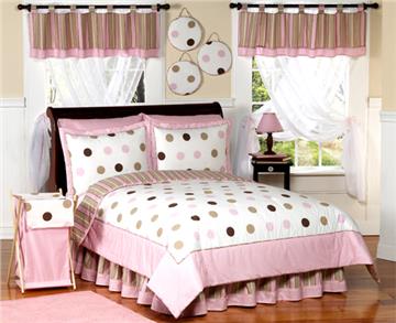 Pink & Brown Modern Polka Dot Bedding set for Kids