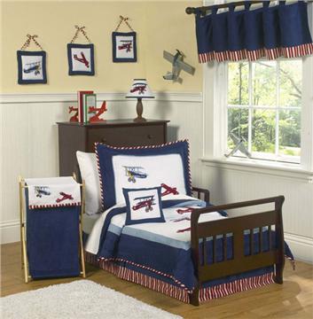 Vintage Aviator Airplane 5pc Toddler Bedding Set