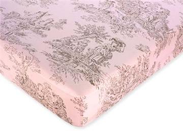 Pink & Brown Toile Crib Sheet