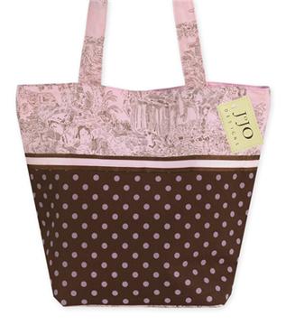Pink & Brown Toile Tote Bag