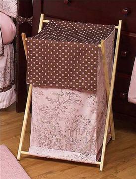 Pink & Brown Toile Hamper