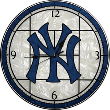 New York Yankees 12" Art Glass Clock