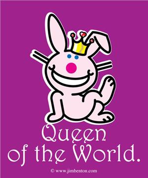 Happy Bunny QUEEN OF THE WORLD Throw for Kids