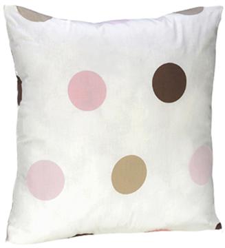 Pink & Brown Modern Polka Dots 18" Decorative Pillow