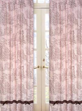 Pink &amp; Brown Toile Window Panels
