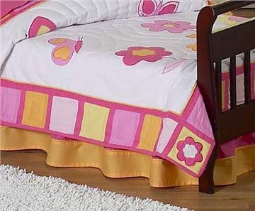 Butterfly Pink & Orange Crib/Toddler Bedskirt