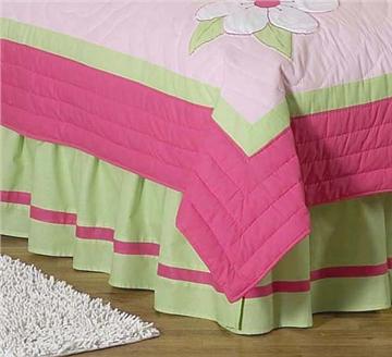Flower Pink and Green Full/Queen Bedskirt