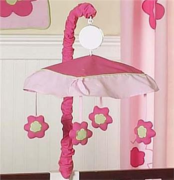 Flower Pink and Green Musical Crib Mobile