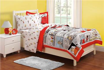Peanuts Comic Twin Comforter/Sham Set for Kids