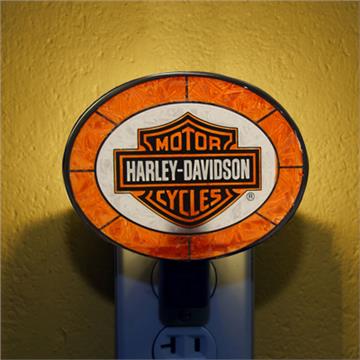 Harley Davidson Orange Art-Glass Night Light