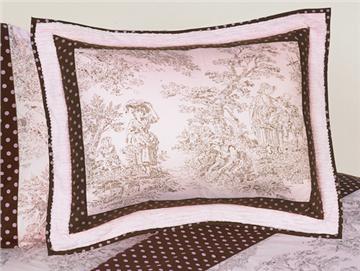 Pink Brown Toile Pillow Sham