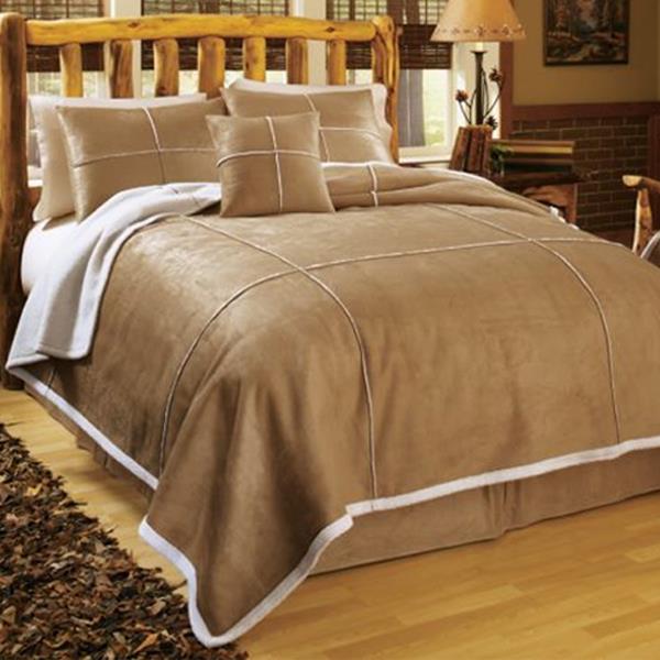 Faux Suede/Shearling Buckskin Comforter SetTwin Size