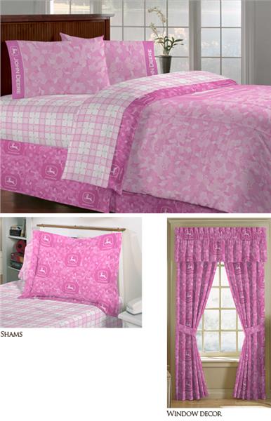John Deere Pink Camo Girls Bedskirt