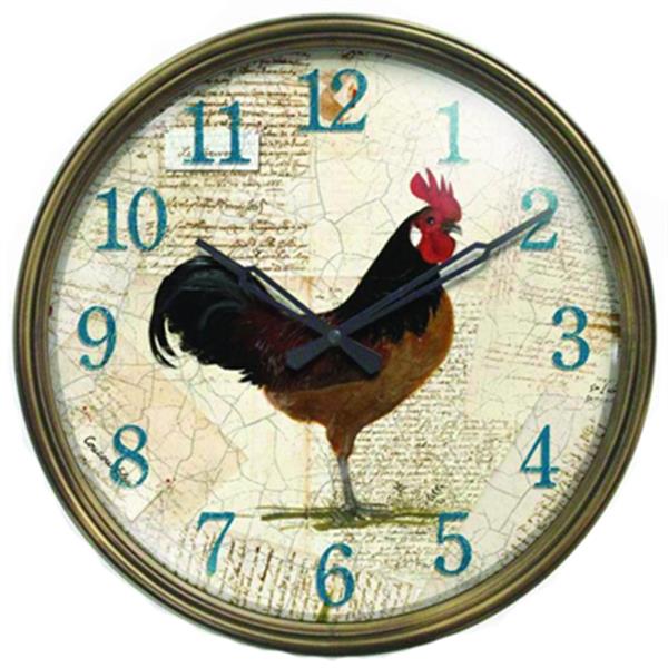 Rooster Wall Clock, Wood Rooster Wall Clock, Rooster Round Wall Clock