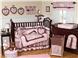 Pink & Brown Toile 9 pc Crib Bedding Set