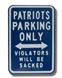 New England Patriots Steel No Parking Sign