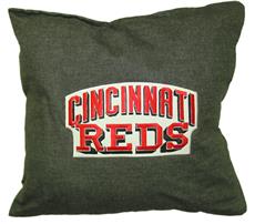 CINCINNATI REDS 18&quot; Denim Square Pillow | By DomesticBin