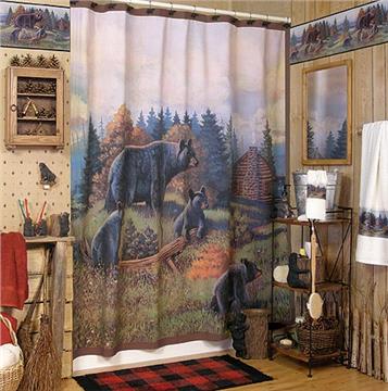 BLACK BEAR LODGE Shower Curtain & Accessories