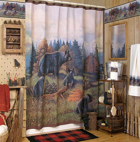 BLACK BEAR LODGE Shower Curtain  and Accessories