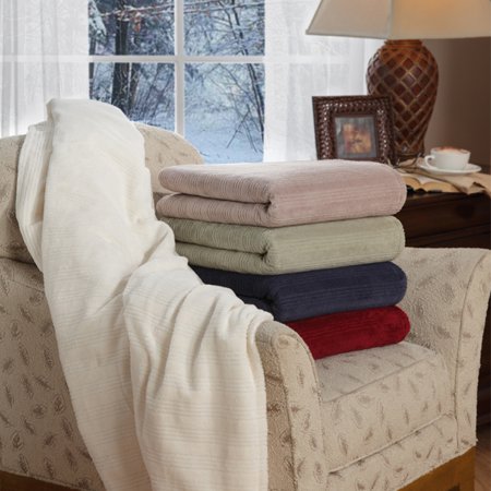 Triple Rib Plush Soft Heating Throw Blanket